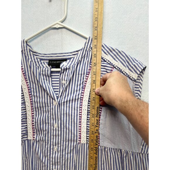 Lane Bryant Cotton Blue White Striped Button Front Sleeveless Tank Top Womens 26 - Picture 5 of 8